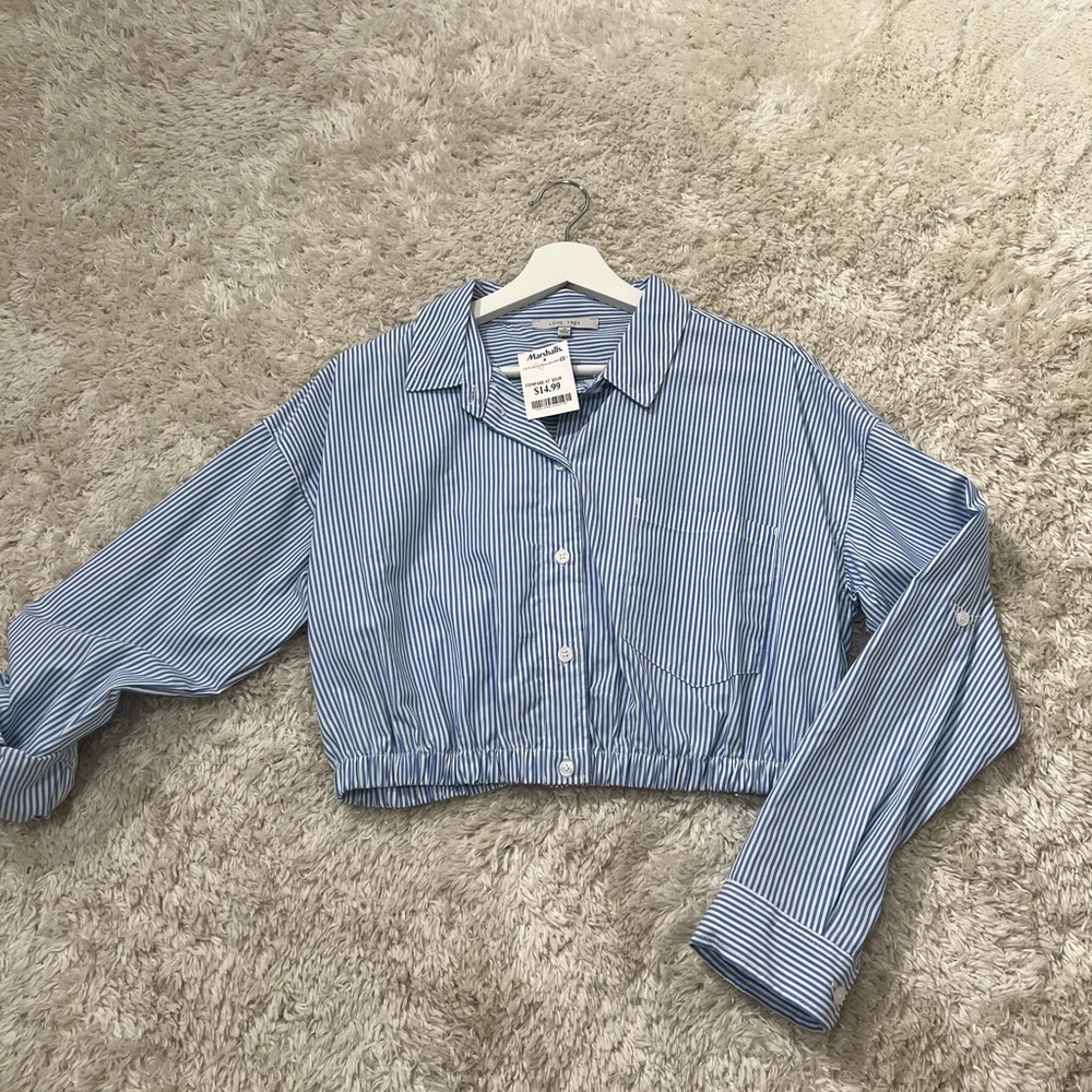 Cropped Striped Button Up